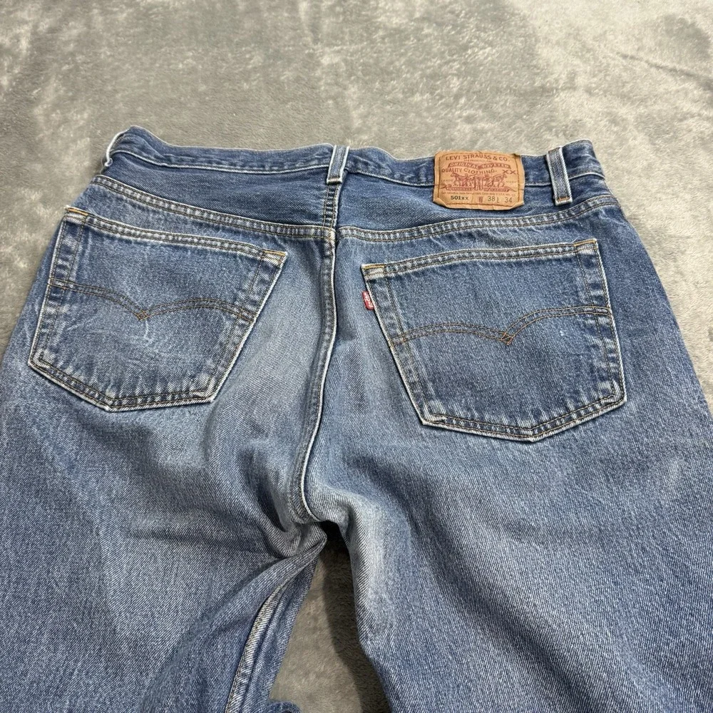 Vintage 90s Levi's 501xx Made‎ in Usa Light Blue Denim Jeans 38x34 (33x30) Retro